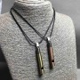 Pair of pendants 'Whistle' in gold-tone and bronze metal, 55×8 mm, +/- length 45-50 cm