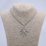 Pendant 'Hemp' 55x35 mm on a chain, length 70 cm +/- silver-tone metal