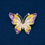 Sale! Butterfly Enamel Brooch with White Rhinestones, Gold-Tone Metal 54×43 mm +