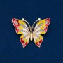 Sale! Butterfly Brooch with Enamel, White Crystals, Gold-tone Metal 54×43 mm +