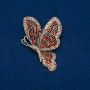 Sale! Butterfly Brooch with Red and Gold Rhinestones, Gold-Toned Metal 55×40 mm