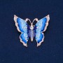 Sale! Butterfly Brooch with white rhinestones, light blue and blue enamel, gold-tone metal 47×52 mm +
