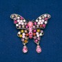 Sale! Brooch 'Butterfly' in golden metal with multicolor rhinestones, 48×60 mm +
