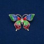 Sale! Butterfly Brooch in gold-toned metal with enamel and white crystals 30×50 mm +