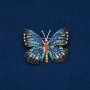 Sale! Butterfly Brooch, silver-toned metal, multicolored rhinestones 35×50 mm +
