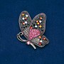 Sale! Butterfly Brooch in Gold-Tone Metal with Multicolored Rhinestones 50×60 mm +