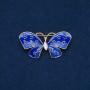 Sale! Butterfly Brooch in Gold-Tone Metal with Enamel and White Rhinestone 48×24 mm +
