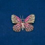 Sale! Gold-Tone Butterfly Brooch with Pink, Gold-Tone and White Crystals, 38x47 mm +