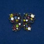 Sale! Butterfly Brooch in dark-gold metal with white rhinestones 38x54 mm +