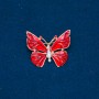 Sale! Butterfly Brooch with gold-tone metal, red enamel and white crystals 32×37 mm +