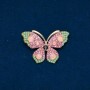 Sale! Butterfly Brooch with Gold-Toned Metal, Pink and Turquoise Rhinestones and Pink Beads 34x48 mm +