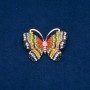 Sale! Butterfly Brooch in Gold-Tone Metal, Multicolored Rhinestones and Bead, 34x45 mm +