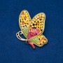Sale! Golden metal butterfly brooch with multicolor rhinestones, 58x52 mm +