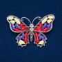 Sale! Butterfly Brooch, silver-tone metal, enamel and white rhinestones, 48×70 mm +