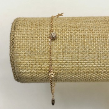 Bracelet Xuping 18K Gold Plating with White Crystals, Length 18-20 cm, Thickness 2 mm +