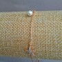 Xuping Bracelet with 18K Gold Plating, White Crystals and Bead, Length 17-20 cm, Thickness 1.2 mm +