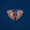 Sale! Silver-tone Butterfly Brooch with Burgundy and Petrol Crystals 35x50 mm +