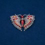 Sale! Silver-tone Butterfly Brooch with Burgundy and Petrol Crystals 35x50 mm +