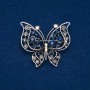 Sale! Butterfly Brooch, Silvery Metal, colors: blue, gray, white and petrol rhinestones, 46x52 mm +