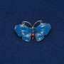 Sale! Butterfly Brooch, silver-tone metal, enamel, blue rhinestone, 48x27 mm +