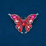 Sale! Butterfly Brooch in silver-toned metal with red, pink, and white crystals 37×60 mm +