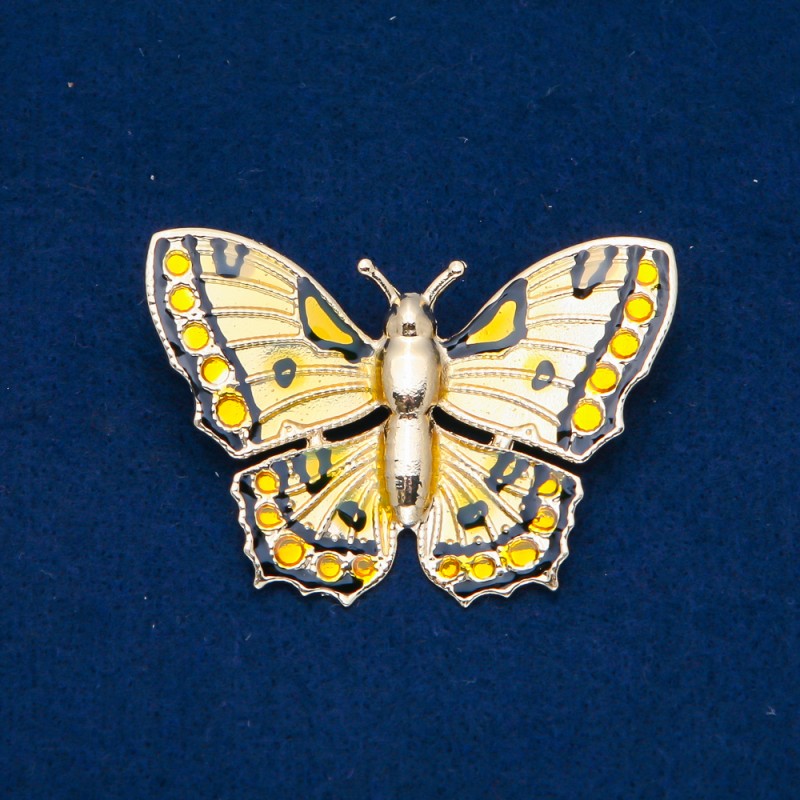 Sale! Butterfly Brooch in Gold-Tone Metal and Enamel, 40×60 mm +
