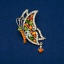 Sale! Butterfly Brooch, gold-tone metal, green and yellow crystals, 38×60 mm +