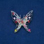 Sale! Butterfly Brooch - Silver-Toned Metal with Multicolor Rhinestones 47×46 mm +