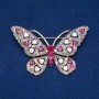 Sale! Butterfly brooch, gold-toned metal, multicolored rhinestones 46x70 mm +