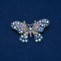 Sale! Butterfly brooch, silver-toned metal, multicolored rhinestones 32x60mm +