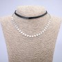 Xuping choker with rhodium plating and cord, thickness 5.5 mm, length 31–39 cm