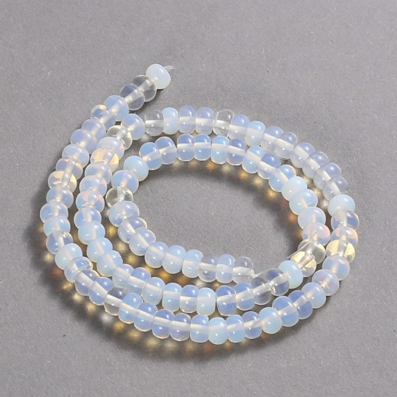 Moonstone Beads on Thread (Synthetic) Smooth Rondelle, Diameter 6x4mm + -, Length 39cm +