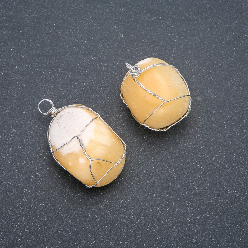Pendant in silver-plated weave with Citrine, diameter 30x22 mm+