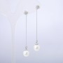 Xuping Rhodium-plated Stud Earrings with White Bead and White Crystals, 8.8 mm diameter, 60 mm length