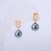 Earrings Xuping 18K Gold Plating with White Crystals and Black Gasoline Seed Bead, Diameter 19x8 mm +