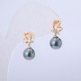 Earrings Xuping 18K Gold Plating with White Crystals and Black Gasoline Seed Bead, Diameter 19x8 mm +