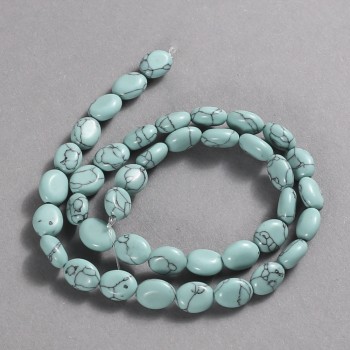 Turquoise beads (artificial) smooth oval, diameter 10x8mm + -, length 39cm +