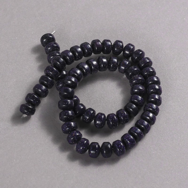Beads on a thread Aventurine Blue Sand Night of Cairo (synthetic) Smooth Rondel, diameter 9x7 mm, length 39 cm +