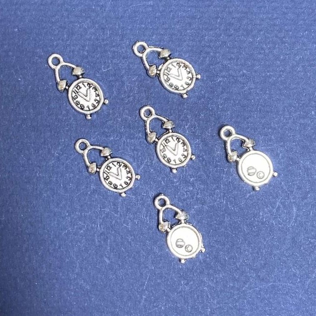 Pendant Finding 'Alarm Clock' - Silver Metal Color - Pack 20 g ± 20 pcs