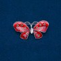 Sale! Butterfly Brooch in Gold-tone Metal, Enamel and White Rhinestone 48x24mm +