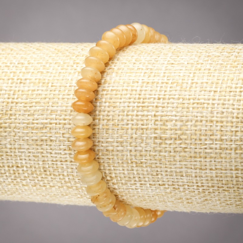 Elastic bracelet with natural yellow agate, smooth rondel, 6x3 mm diameter