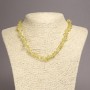 Beaded necklace of pink tinted quartz chips, 6–8 mm diameter, 45 cm long on an extender chain