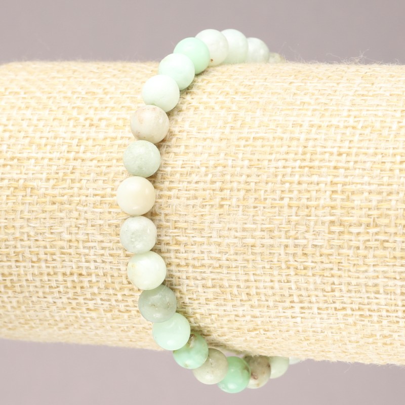 Chrysoprase Bead Elastic Bracelet with Smooth Beads, 6 mm Diameter