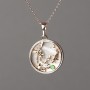 Xuping Chain with 18K Gold Plating, Pearl Pendant, Green Enamel 15mm + -, thickness 0.5mm + -, length 48cm +