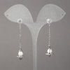 Xuping Rhodium-plated earrings with white crystals and beads, 15×11 mm, length 50 mm, thickness 1.1 mm