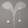Xuping Rhodium-plated earrings with white crystals and beads, 15×11 mm, length 50 mm, thickness 1.1 mm