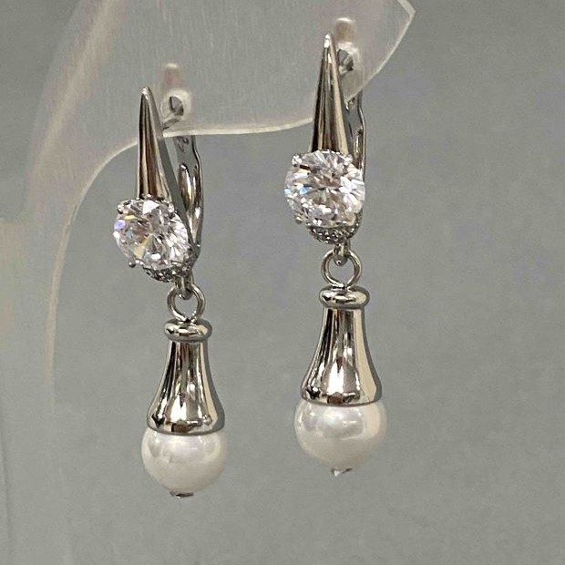 Xuping Rhodium Earrings with Crystals and Beads 39x8mm +