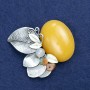 Sale! Twig Brooch with Amber and Assorted Stones, Silver-Colored Metal 60x50mm +
