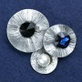 Sale! Crystal and bead brooch, silver-colored metal, 55x45 mm +