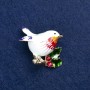 Sale! Bird Brooch in Gold-Tone Metal and Enamel 40x26mm +